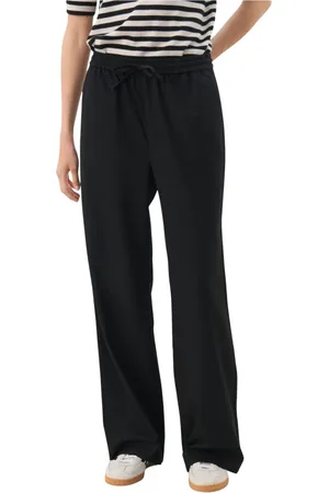 Part Two Femme, Pantalons, Noir, Taille: 48 FR Taille Élastique Jambes Larges Pantalon Noir