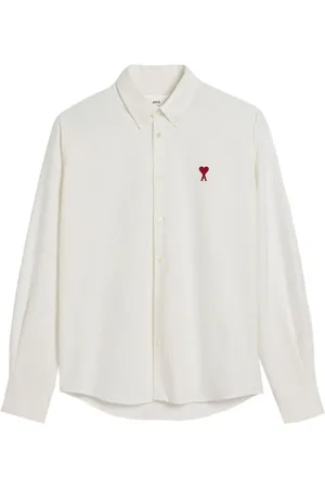 Ami Homme, Chemises, Blanc, Taille: S Chemise en Coton avec Logo