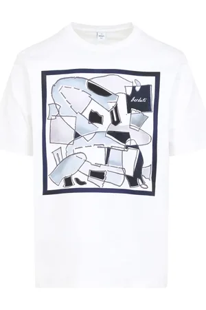 Berluti Homme, Tops, Blanc, Taille: L T-shirt Blanc en Coton avec Graphique