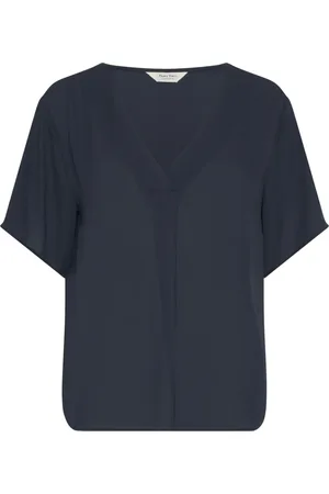 Part Two Femme, Blouses et Chemises, Bleu, Taille: 34 FR Chemisier Minuit Col en V