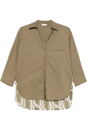 Liu Jo Femme, Blouses et Chemises, Vert, Taille: 38 FR Chemise Élégante en Coton à Col Français