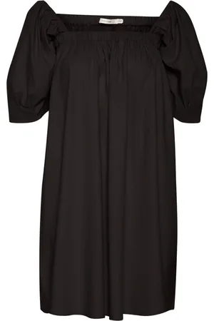 Gestuz Femme, Robes, Noir, Taille: 42 FR Robe Courte en Lin Noir avec Volant
