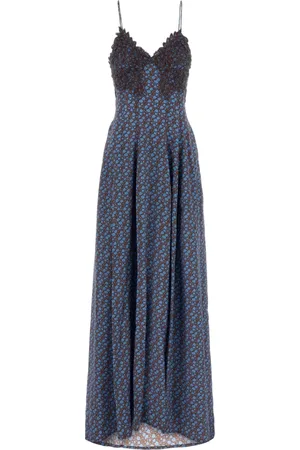 ERMANNO SCERVINO Femme, Robes, Bleu, Taille: 36 FR Robe Longue Florale