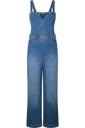 Liu Jo Femme, Combinaisons et Ensembles, Bleu, Taille: W30 Combinaison en denim avec décolleté en V et pantalon évasé