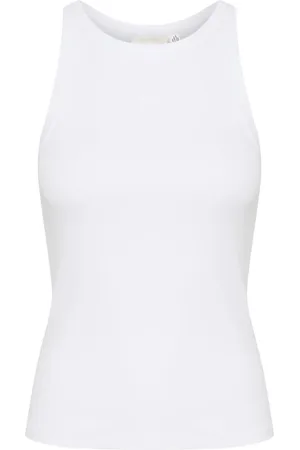 Gestuz Femme, Tops, Blanc, Taille: 42 FR Cropped Logo Tank Top Bright