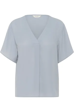 Part Two Femme, Blouses et Chemises, Bleu, Taille: 42 FR Chemisier à col en V dans le style TradeWinds