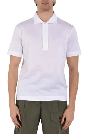 Paolo Pecora Homme, Tops, Blanc, Taille: M Polo en coton avec col boutonné