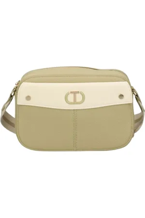 Twin-Set Femme, Sacs, Vert, Taille: ONE Size Sac à bandoulière vert avec logo doré