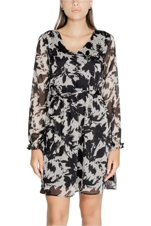 JACQUELINE DE YONG Femme, Robes, Noir, Taille: 40 FR Robe Noire à Fleurs et Col en V