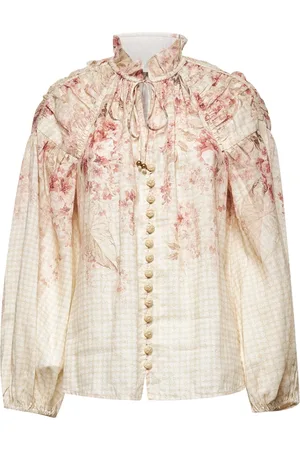 ZIMMERMANN Femme, Blouses et Chemises, Multicolore, Taille: 36 FR Chemise à boutons en raphia à imprimé floral