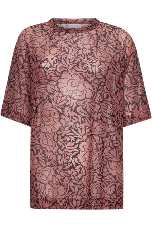 DRIES VAN NOTEN Femme, Tops, Rouge, Taille: 40 FR T-shirt Rose Oversize à Imprimé Floral