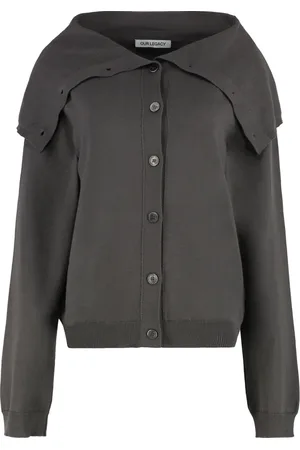 OUR LEGACY Femme, Pulls, Gris, Taille: 38 FR Cardigan en Coton Boutonné avec Bords Côtelés