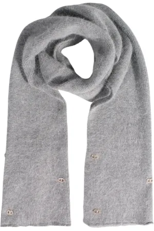 Twin-Set Femme, Accessoires, Gris, Taille: ONE Size Écharpe en Nylon à Motifs avec Bords Cousus