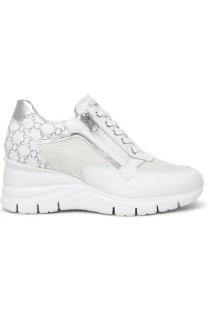 Nero Giardini Femme, Chaussures, Blanc, Taille: 40 EU Baskets compensées en cuir blanc pour femmes