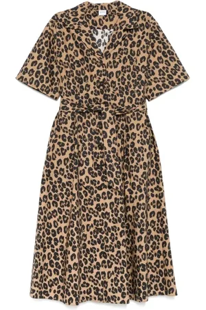 Aspesi Femme, Robes, Multicolore, Taille: 34 FR Robe Courte Marron à Motif Animalier