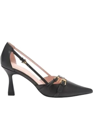 Coccinelle Femme, Chaussures, Noir, Taille: 36 EU Sandales noires en cuir avec talon et boucles
