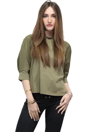 Twin-Set Femme, Tops, Vert, Taille: 36 FR T-shirt en coton avec manches 3/4