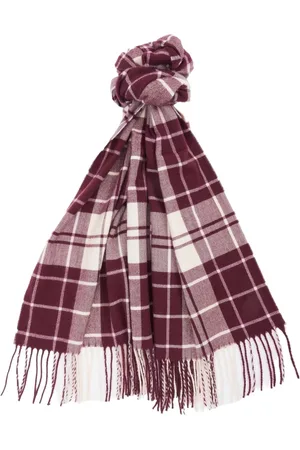 Barbour Femme, Accessoires, Rouge, Taille: ONE Size Écharpe en polyester à motifs et franges