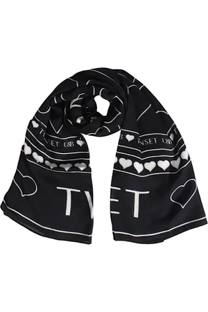 Twin-Set Femme, Accessoires, Noir, Taille: ONE Size Écharpe Modale à Motifs