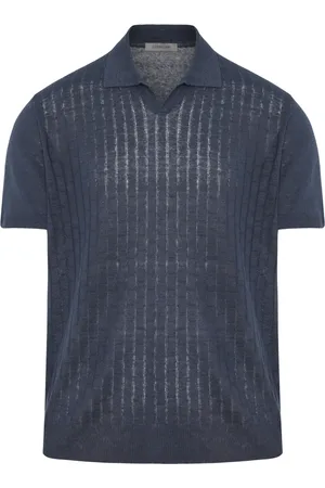 corneliani Homme, Tops, Bleu, Taille: XL Polo en Lin Côtelé