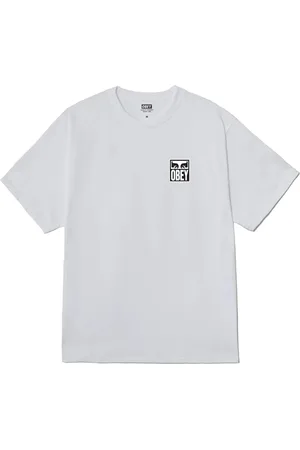Obey Homme, Tops, Blanc, Taille: S Tee-shirt Iconique Eyes avec Impression au Dos