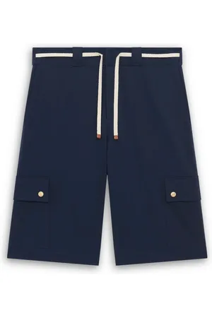 Drôle de Monsieur Homme, Shorts, Bleu, Taille: XL Shorts en Coton Bleu Chevron à Cordon