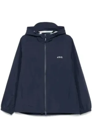A.P.C. Homme, Vestes, Bleu, Taille: L Veste à Capuche à Fermeture Éclair Bleu Marine