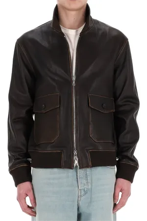 OFFICINE GENERALE Homme, Vestes, Brun, Taille: S Veste en Cuir Marron Style Urbain