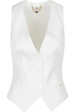 Elisabetta Franchi Femme, Vestes, Blanc, Taille: 36 FR Gilet Élégant pour Femmes