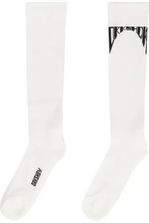 Rick Owens Homme, Sous-vêtements, Blanc, Taille: L Chaussettes en Mélange de Coton avec Logo
