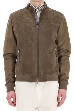 MOORER Homme, Vestes, Gris, Taille: XL Bomber en daim gris tourterelle