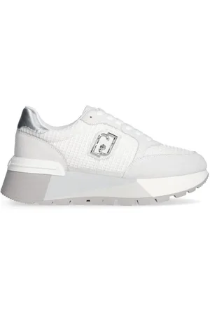 Liu Jo Femme, Chaussures, Blanc, Taille: 40 EU Baskets Plateforme Blanches Argent en Daim et Maille