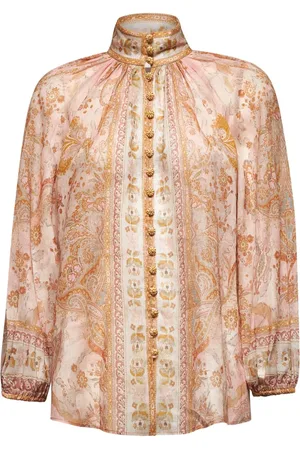 ZIMMERMANN Femme, Blouses et Chemises, Multicolore, Taille: 38 FR Chemisier en soie fleuri avec fermeture éclair au dos