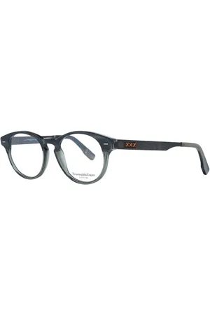 Ermenegildo Zegna Homme, Accessoires, Noir, Taille: ONE Size Montures Optiques Rondes Grises pour Homme