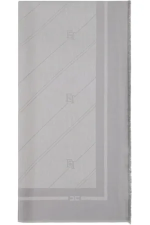 Elisabetta Franchi Femme, Accessoires, Gris, Taille: ONE Size Écharpe Viscose Effilochée avec Logo