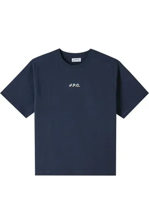 A.P.C. Homme, Tops, Bleu, Taille: M Navy Logo T-Shirt Wind Style