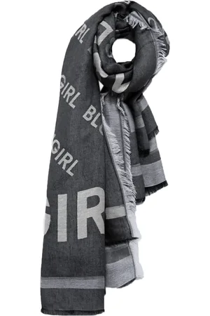 Blugirl Femme, Accessoires, Noir, Taille: ONE Size Écharpe en Viscose Effilochée avec Motif Logo