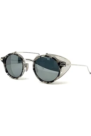 Thom Browne Femme, Accessoires, Gris, Taille: ONE Size Lunettes de soleil rondes élégantes