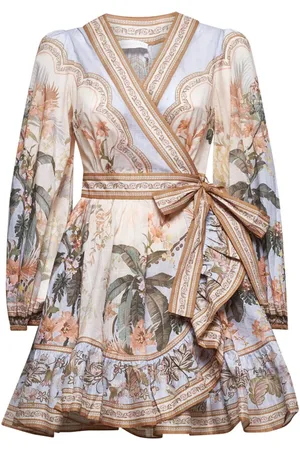 ZIMMERMANN Femme, Robes, Multicolore, Taille: 36 FR Robe en soie florale à taille haute