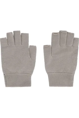 Rick Owens Homme, Accessoires, Gris, Taille: ONE Size Gants en Laine à Bords Côtelés