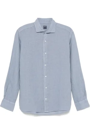 FEDELI Homme, Chemises, Bleu, Taille: 3XL Chemise en Lin Made in Italy