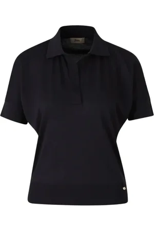 HERNO Femme, Tops, Noir, Taille: 42 FR Polo bleu marine col côtelé