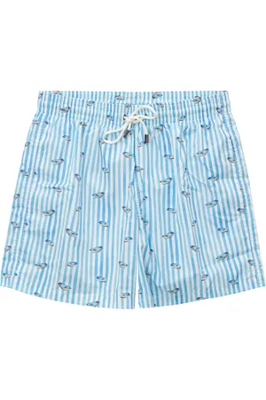 CANALI Homme, Maillots de bain, Bleu, Taille: S Boxer Rayé avec Imprimé Bateau