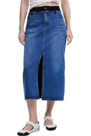 Desigual Femme, Jupes, Bleu, Taille: 40 FR Robe longue pour femme