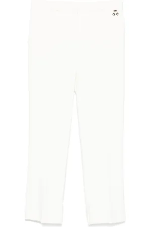 Elisabetta Franchi Femme, Pantalons, , Taille: 38 FR Pantalon Slim-Fit en Crêpe Blanc