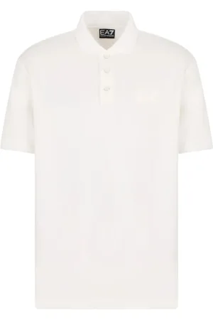 EA7 Homme, Tops, Blanc, Taille: S Polo Modal avec Patch Logo Rectangulaire