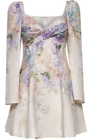 ZIMMERMANN Femme, Robes, Multicolore, Taille: 40 FR Robe Évasée à Imprimé Hortensia