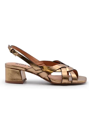 Bibi Lou Femme, Chaussures, Jaune, Taille: 39 EU Sandales en Cuir Doré Tressé