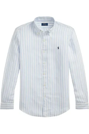 Ralph Lauren Homme, Chemises, Bleu, Taille: XL Chemise en Lin à Rayures Verticales