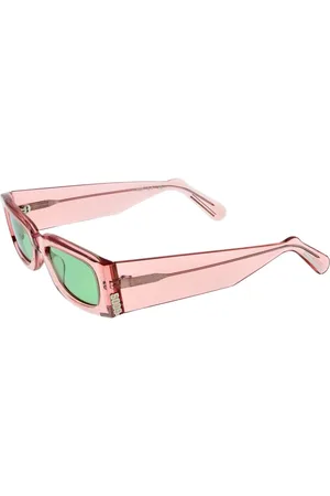 GCDS Unisex, Accessoires, Rose, Taille: ONE Size Lunettes de Soleil Rectangle Rose Verres Verts
